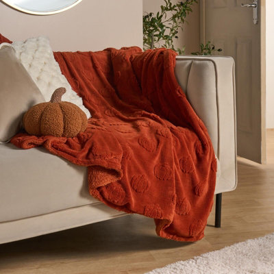 OHS Tufted Pumpkin Fleece Throw Ultra Soft Blanket - 130 X 160Cm - image 1
