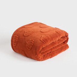 OHS Tufted Pumpkin Fleece Throw Ultra Soft Blanket - 130 X 160Cm - thumbnail 3