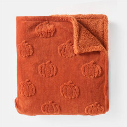OHS Tufted Pumpkin Fleece Throw Ultra Soft Blanket - 130 X 160Cm - thumbnail 4
