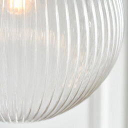 Anson Lighting Boston Pendant Light Finished In Antique Brass Plate And Clear Ribbed Glass - thumbnail 5