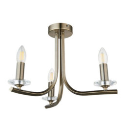 Pagazzi Lighting Pagazzi Morden 3 Light Antique Brass Semi Flush Ceiling Light - thumbnail 8