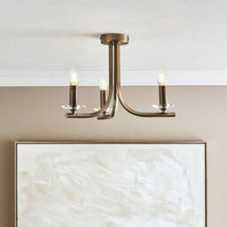 Pagazzi Lighting Pagazzi Morden 3 Light Antique Brass Semi Flush Ceiling Light - thumbnail 1