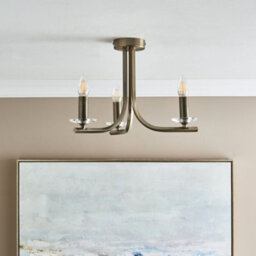 Pagazzi Lighting Pagazzi Morden 3 Light Antique Brass Semi Flush Ceiling Light - thumbnail 2
