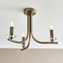 Pagazzi Lighting Pagazzi Morden 3 Light Antique Brass Semi Flush Ceiling Light - thumbnail 3
