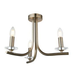 Pagazzi Lighting Pagazzi Morden 3 Light Antique Brass Semi Flush Ceiling Light - thumbnail 7
