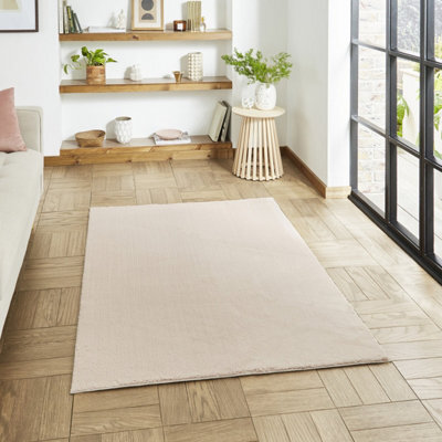 Blush Plain Shaggy Washable Rug, Stain-Resistant Anti-Shed 16mm Thick Modern Rug For Bedroom, Living Room-160Cm X 230Cm - image 1