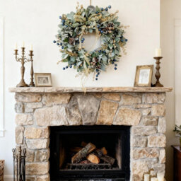 CLEFFNS 40Cm Christmas Eucalyptus Wreath For Front Door, Wreath With Green Faux Eucalyptus, Evergreen Decor For Farmhouse Festival - thumbnail 3
