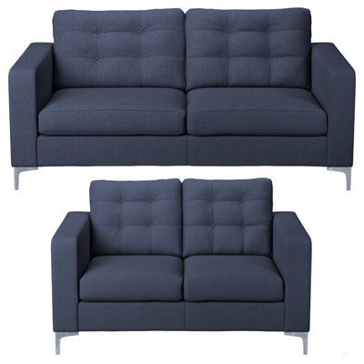 Furnishings For Less UK Smart Hackney Fabric Sofa Suite Sapphire Blue Formal 3 Seater And 2 Seater - image 1