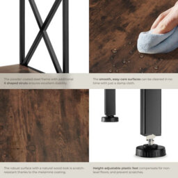 Tectake Bedside Table Carlton - Industrial Style, With 2 Shelves, 40.5 X 40.5 X 52.5 Cm - Industrial Wood Dark, Rustic - thumbnail 4