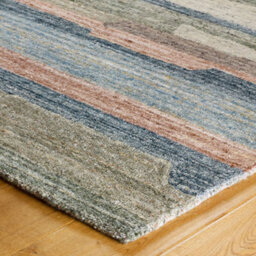 Modern Striped Easy To Clean Multicoloured Wool Rug For Living Room & Bedroom-200Cm X 285Cm - thumbnail 5