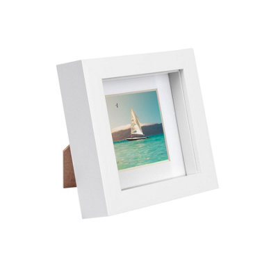 "Nicola Spring 4 X 4"" Photo Frame - White Mount 3D Photo Frame Picture Frame Box Portrait Display Case & Spacer (12.5 X 12.5Cm)" - image 1