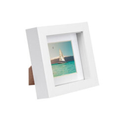 "Nicola Spring 4 X 4"" Photo Frame - White Mount 3D Photo Frame Picture Frame Box Portrait Display Case & Spacer (12.5 X 12.5Cm)" - thumbnail 1