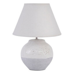 Buttercup Farm Skyline Antique Crackle Table Lamp And Slub Shade, Small E27 60W - Porcelain/linen/iron - L30 X W30 X H40 Cm - Cream/grey - thumbnail 1