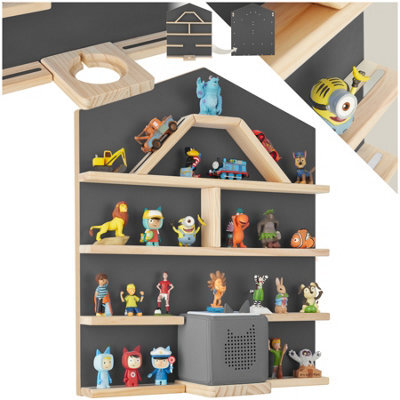 Tectake Floating Shelf Mylittle Story For Up To 50 Tonies In House Design With Magnetic Strips  - Anthracite - image 1