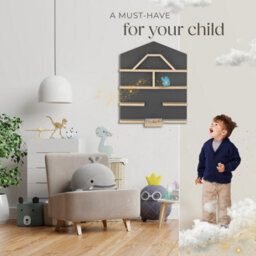 Tectake Floating Shelf Mylittle Story For Up To 50 Tonies In House Design With Magnetic Strips  - Anthracite - thumbnail 8