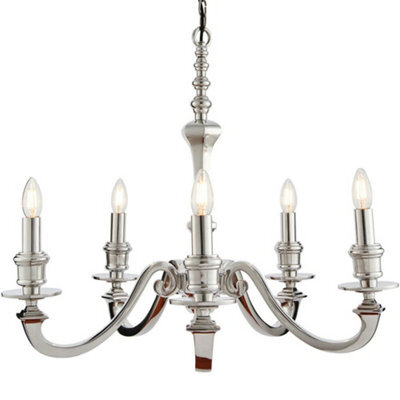 5 Light Chandelier Pendant Polished Aluminium Ceiling Hanging Candelabra Lamp - image 1
