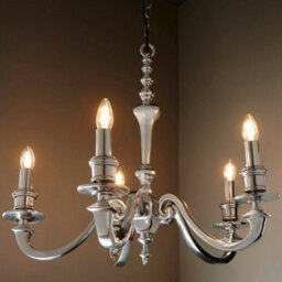 5 Light Chandelier Pendant Polished Aluminium Ceiling Hanging Candelabra Lamp - thumbnail 3