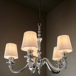 5 Light Chandelier Pendant Polished Aluminium Ceiling Hanging Candelabra Lamp - thumbnail 4