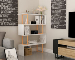Decorotika Adriana Modern Bookcase Gold & White - thumbnail 1
