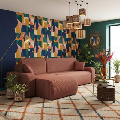 Piano L Modern Corduroy Corner Sofa Poso Soft Large Sofa Bed 130200 Dl Assist Living Room Furniture Brown - image 1