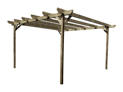 Arbor Garden Solutions Chamfered Wooden Garden Pergola Kit, 3.6M X 4.8M (Rustic Brown Finish) - image 1