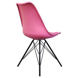 Fusion Living Soho Bright Pink Plastic Dining Chair With Black Metal Legs - thumbnail 4