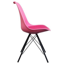 Fusion Living Soho Bright Pink Plastic Dining Chair With Black Metal Legs - thumbnail 5