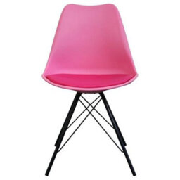 Fusion Living Soho Bright Pink Plastic Dining Chair With Black Metal Legs - thumbnail 6