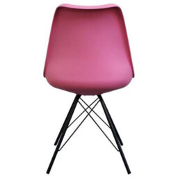 Fusion Living Soho Bright Pink Plastic Dining Chair With Black Metal Legs - thumbnail 3