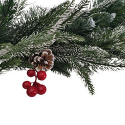 Samuel Alexander 1.8M (6Ft) New Jersey Christmas Garland With Red Berries Pinecones & Snow Tipped Pvc Branches - thumbnail 8