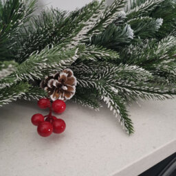 Samuel Alexander 1.8M (6Ft) New Jersey Christmas Garland With Red Berries Pinecones & Snow Tipped Pvc Branches - thumbnail 7