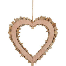 Biznest Driftwood Heart Shaped Wreath With Ribbon Wall Hanging Ornament Rustic Brown Home Decor Artwork Sculpture Gift Ideas 40 Cm - thumbnail 2