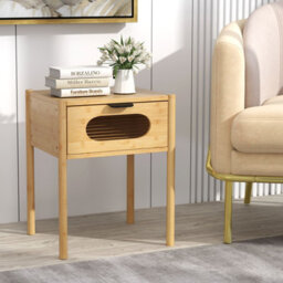 Gainoom Bamboo Nightstand Natural Bedroom Farmhouse Bedside Table - thumbnail 4
