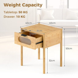 Gainoom Bamboo Nightstand Natural Bedroom Farmhouse Bedside Table - thumbnail 2