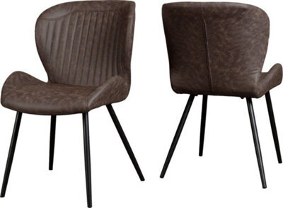 Seconique Quebec Dining Chairs X 4 In Brown Faux Leather Finish - image 1