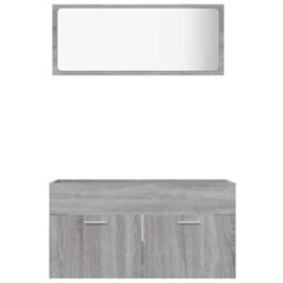 Walplus 2 Piece Bathroom Furniture Set Grey Sonoma Engineered Wood - thumbnail 5