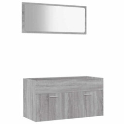 Walplus 2 Piece Bathroom Furniture Set Grey Sonoma Engineered Wood - thumbnail 2