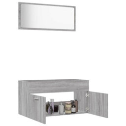 Walplus 2 Piece Bathroom Furniture Set Grey Sonoma Engineered Wood - thumbnail 4