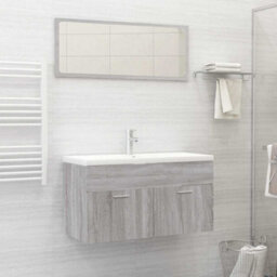 Walplus 2 Piece Bathroom Furniture Set Grey Sonoma Engineered Wood - thumbnail 1