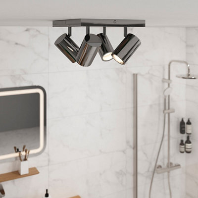 GoodHome Tellot Flush Gloss Silver Chrome Effect 4 Light Bathroom Spotlight Plate - image 1