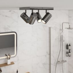 GoodHome Tellot Flush Gloss Silver Chrome Effect 4 Light Bathroom Spotlight Plate - thumbnail 5