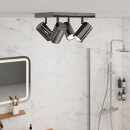 GoodHome Tellot Flush Gloss Silver Chrome Effect 4 Light Bathroom Spotlight Plate - thumbnail 1