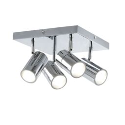 GoodHome Tellot Flush Gloss Silver Chrome Effect 4 Light Bathroom Spotlight Plate - thumbnail 2