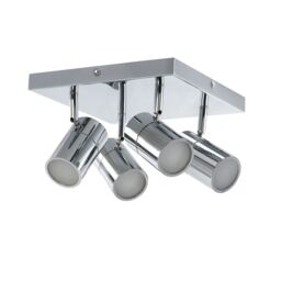 GoodHome Tellot Flush Gloss Silver Chrome Effect 4 Light Bathroom Spotlight Plate - thumbnail 3