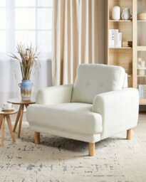 Beliani Armchair Tuve Fabric Off-White - thumbnail 2