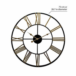 Walplus Roman Numerals Wall Clock For Indoor - Vintage Look Large Wall Clock - 73Cm X 73Cm Rustic Industrial Slim Black And Gold Iron - thumbnail 4