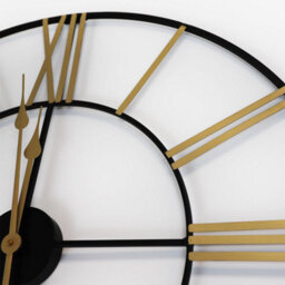Walplus Roman Numerals Wall Clock For Indoor - Vintage Look Large Wall Clock - 73Cm X 73Cm Rustic Industrial Slim Black And Gold Iron - thumbnail 5