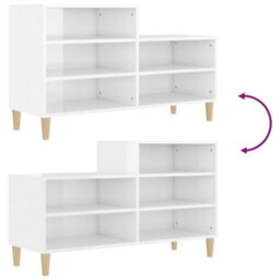 Walplus Shoe Cabinet High Gloss White 102X36X60 Cm Engineered Wood - thumbnail 7