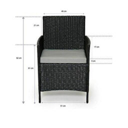 Evre Black Madrid Rattan Garden Furniture Set Patio Conservatory Balcony Outdoor 4 Seater Piece Glass Top Coffee Table & Cover - thumbnail 6