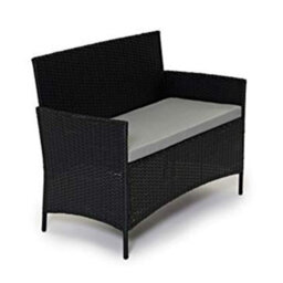 Evre Black Madrid Rattan Garden Furniture Set Patio Conservatory Balcony Outdoor 4 Seater Piece Glass Top Coffee Table & Cover - thumbnail 3